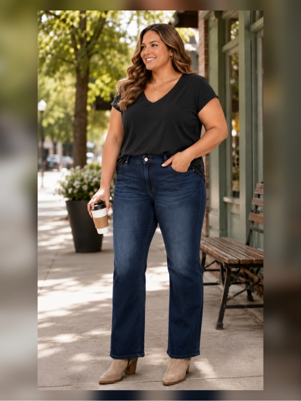 Ava & Viv Dark Wash Super Stretch Boot Cut Jeans Size 16W Casual Western